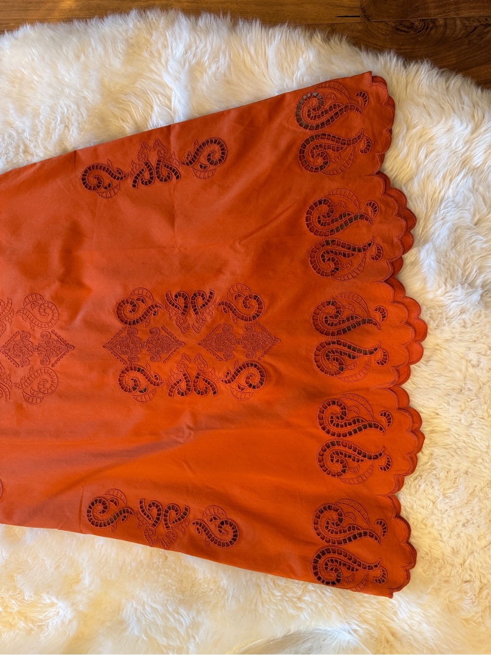 Poppy Embroidered maxi skirt with scalloped hem